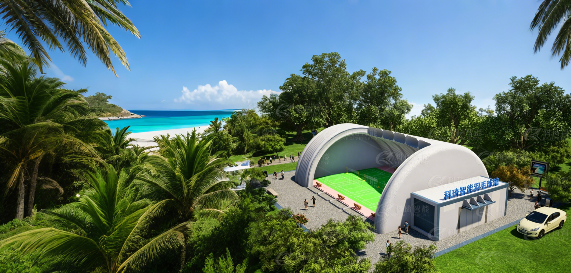 Air-rib membrane structure building